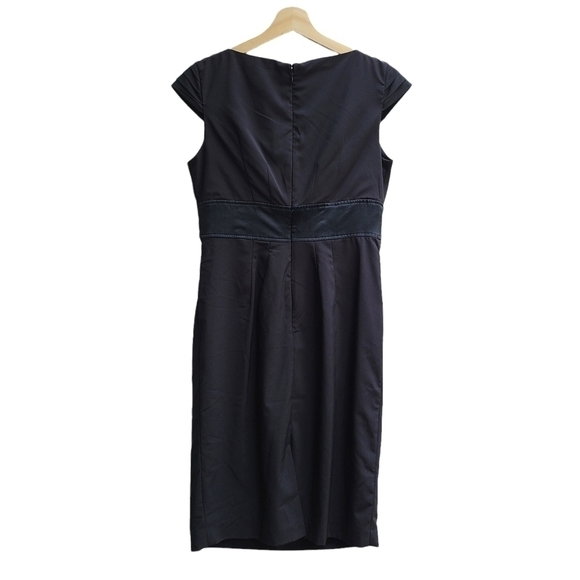 Beautiful Adrianna Papell Black Dress with Pleated Neckline Detail, Size Small - Picture 2 of 10